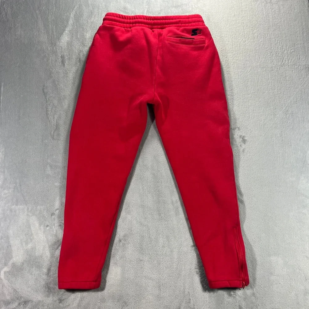 Atlanta Falcons Starter Sweatpants Mens Medium Red NFL Joggers Ankle Zipper